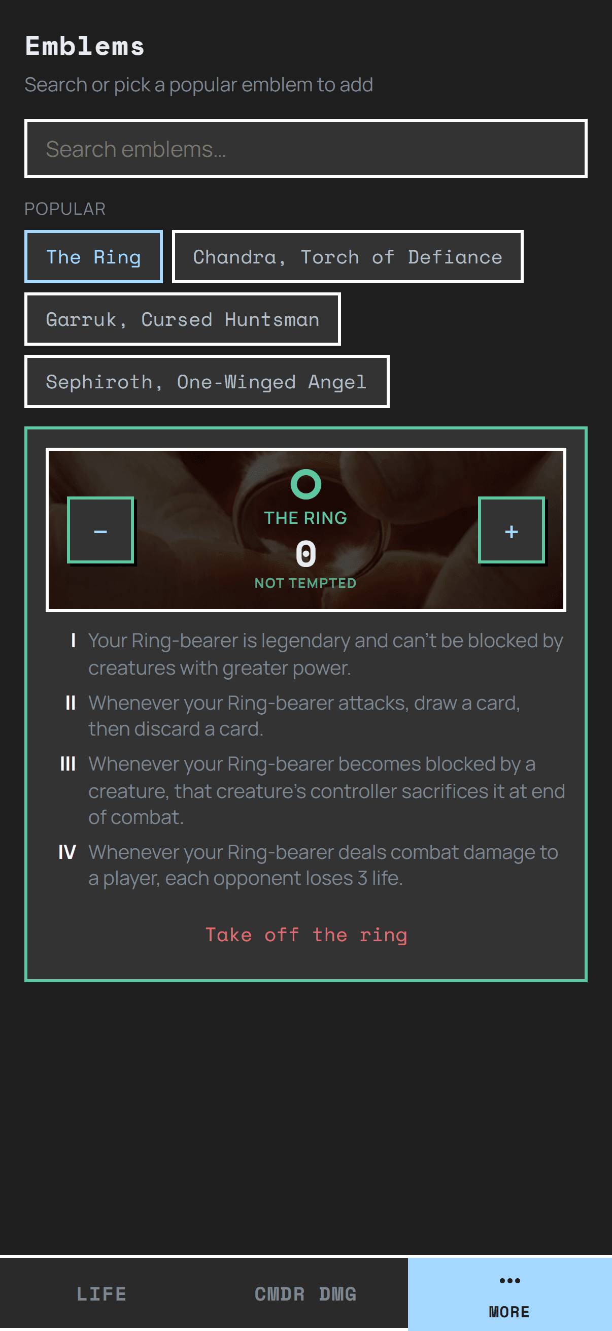 The Ring temptation tracker