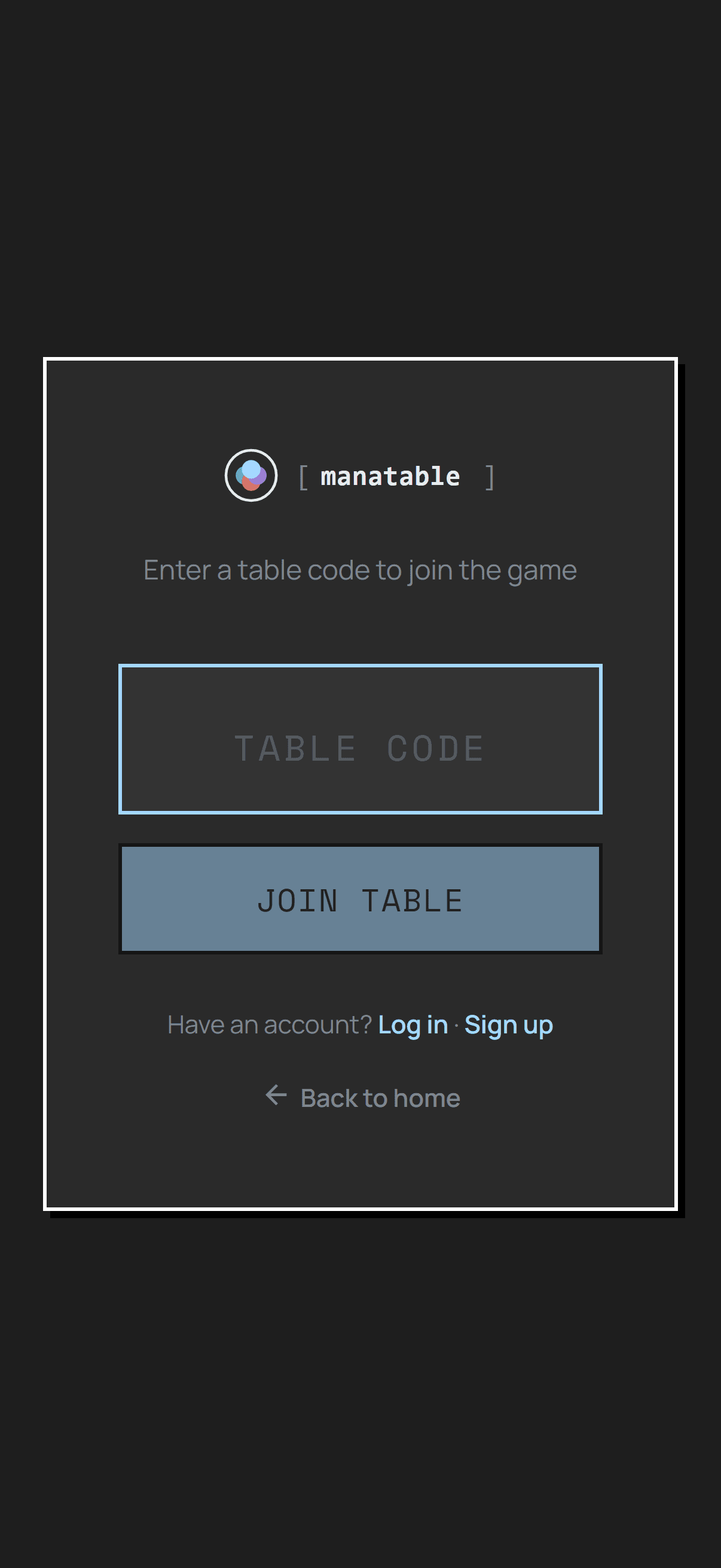 Join-by-code screen